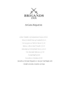 Brigands Artisan Baguettes Menu